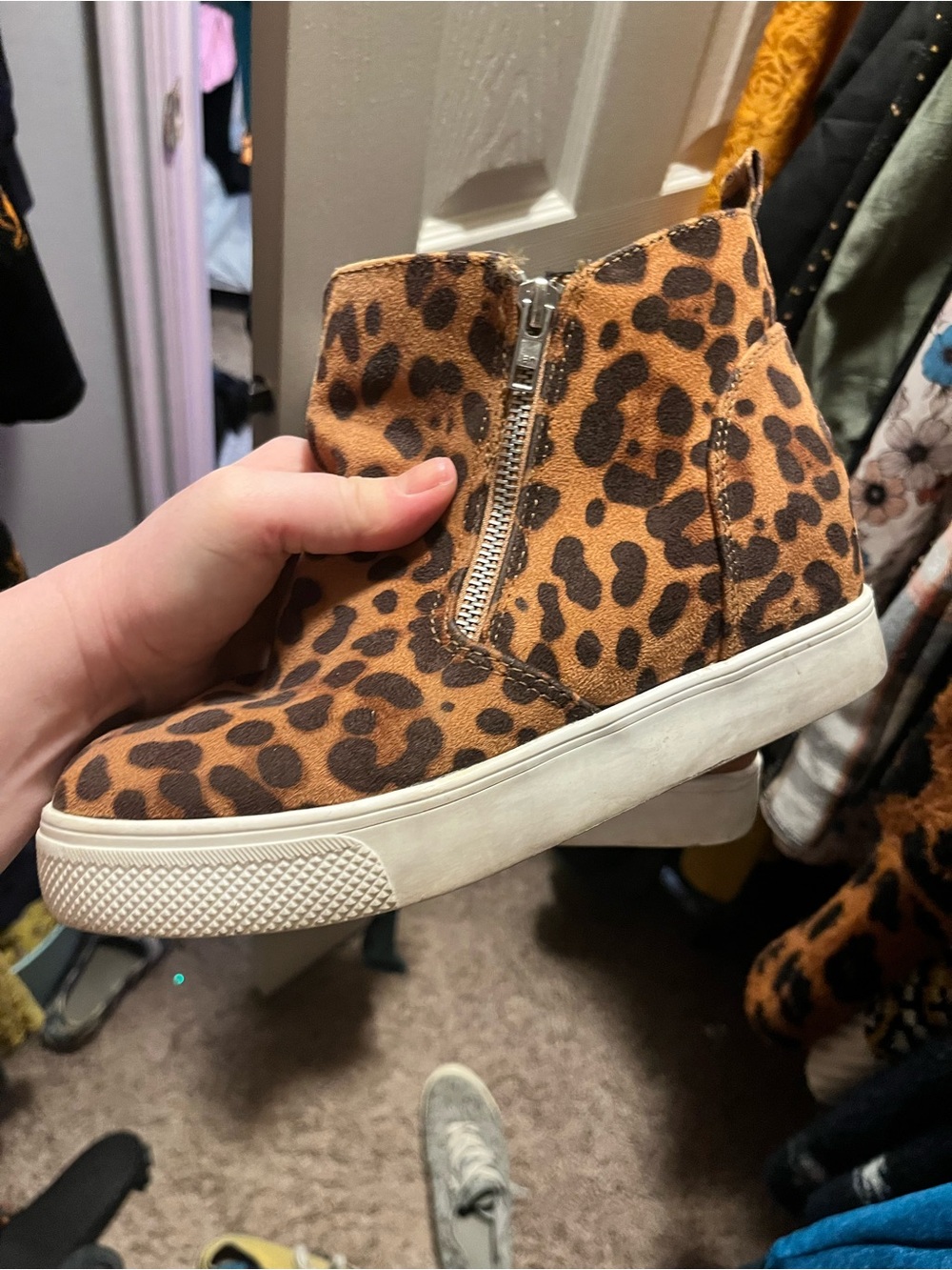 Leopard Print Zip-Up High Top Sneaker